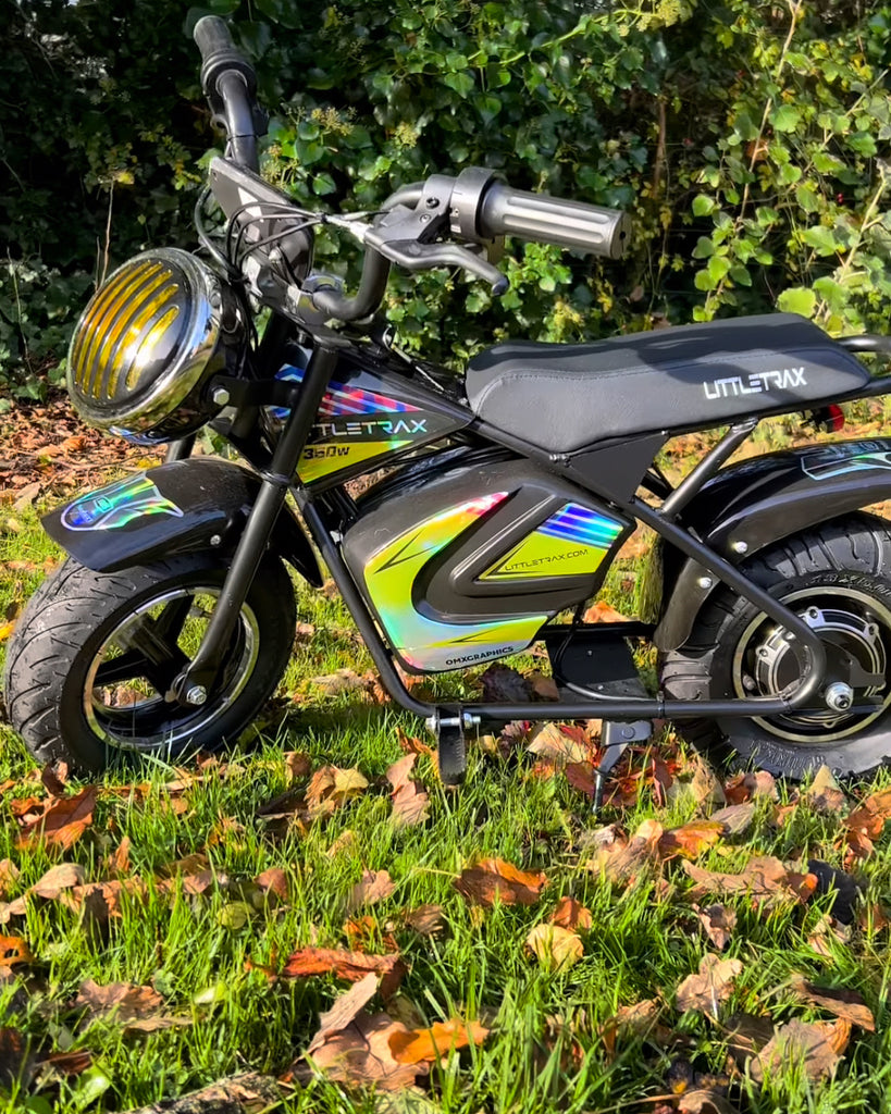LittleTrax kids electric monkey bike 350w 3 speed | kids 12” dirt bike alternative to 50cc kids mini bike - MotoX1 Motocross ATV 