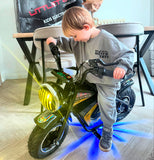 LittleTrax kids electric monkey bike 350w 3 speed with Bluetooth 12” mini bike comparable to 50cc mini dirt bikes, fun bikes for kids - MotoX1 Motocross ATV 